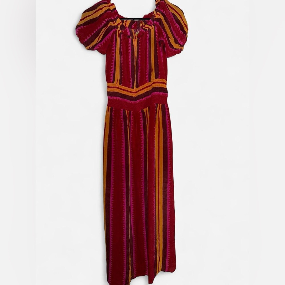 Striped Red and Orange Maxi Dress